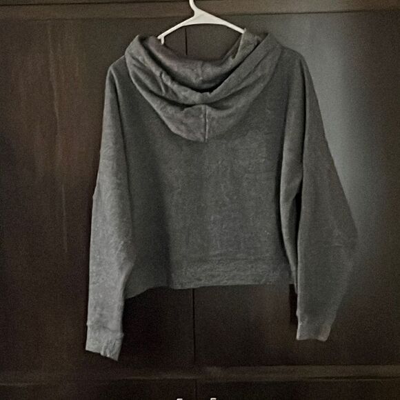 Calvin Klein Dark Gray Cropped Hoodie Medium - Picture 2 of 5